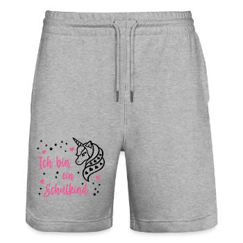 Je suis une licorne d’inscription scolaire à l’école - Short de jogging bio TRAINER Stanley/Stella unisexe - gris chiné - Devant - Nik (191cm) & Marisol (170cm)
