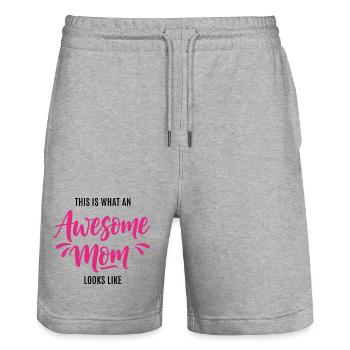 So Sieht Eine Tolle Mutter Aus Mama Geschenk - Stanley/Stella Unisex Bio Joggingshorts Trainer  - Grau meliert - Vorne - Nik (191cm) & Marisol (170cm)