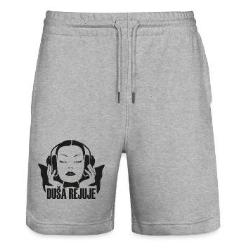 DUŠA REJUJE - black - - Stanley/Stella Unisex Bio Joggingshorts Trainer  - Grau meliert - Vorne - Nik (191cm) & Marisol (170cm)
