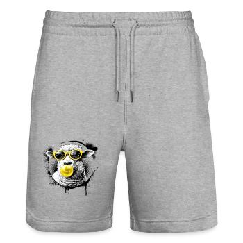 Pop Art Sheep – Halftone with Neon Sunglasses - Stanley/Stella Trainer Unisex Organic Jogging Shorts - heather grey - Front - Nik (191cm) & Marisol (170cm)