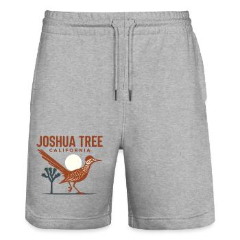 Joshua Tree Roadrunner Sunset - Stanley/Stella Trainer Unisex Organic Jogging Shorts - heather grey - Front - Nik (191cm) & Marisol (170cm)