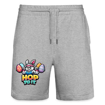 Gymnase Easter Pumpernickel - Short de jogging bio TRAINER Stanley/Stella unisexe - gris chiné - Devant - Nik (191cm) & Marisol (170cm)