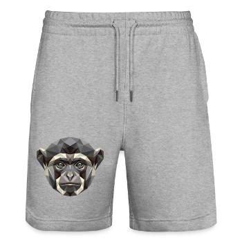 Gibbon Affe Weißhandgibbon Monkey Süße Lar Gibbons - Stanley/Stella Unisex Bio Joggingshorts Trainer  - Grau meliert - Vorne - Nik (191cm) & Marisol (170cm)