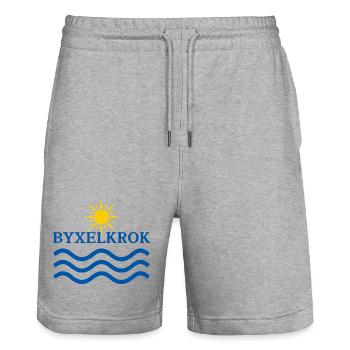 Hosenhaken Sonne und Wellen - Stanley/Stella Unisex Bio Joggingshorts Trainer  - Grau meliert - Vorne - Nik (191cm) & Marisol (170cm)