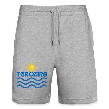 Terceira Sun & Sea Waves - Stanley/Stella Trainer Unisex Organic Jogging Shorts - heather grey - Front - Nik (191cm) & Marisol (170cm)