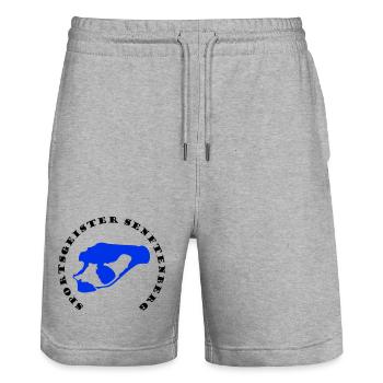 Logo Sportsgeister Senftenberg avec silhouette de lac - Short de jogging bio TRAINER Stanley/Stella unisexe - gris chiné - Devant - Nik (191cm) & Marisol (170cm)