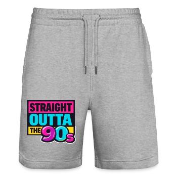 Straight Outta The 90s Neon - Stanley/Stella Unisex Bio Joggingshorts Trainer  - Grau meliert - Vorne - Nik (191cm) & Marisol (170cm)