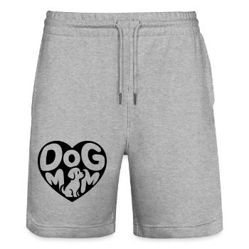 Cœur de maman de chien avec petit chien - Short de jogging bio TRAINER Stanley/Stella unisexe - gris chiné - Devant - Nik (191cm) & Marisol (170cm)