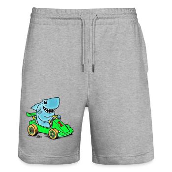 Aventure de karting Shark Racer - Short de jogging bio TRAINER Stanley/Stella unisexe - gris chiné - Devant - Nik (191cm) & Marisol (170cm)