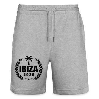 Ibiza 2026 Palme - Stanley/Stella Unisex Bio Joggingshorts Trainer  - Grau meliert - Vorne - Nik (191cm) & Marisol (170cm)