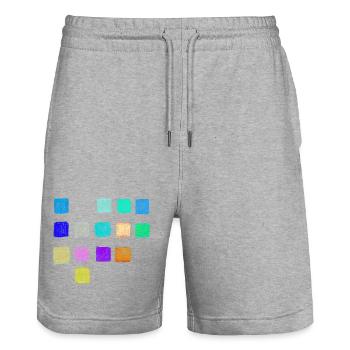 Buntstift Farben Quadrate Muster - Abstrakt - Stanley/Stella Unisex Bio Joggingshorts Trainer  - Grau meliert - Vorne - Nik (191cm) & Marisol (170cm)