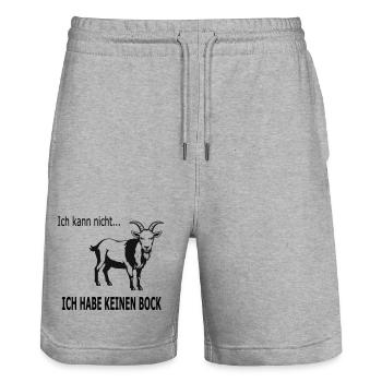 Bergziege Linienkunst Silhouette, Hab keinen Bock - Stanley/Stella Unisex Bio Joggingshorts Trainer  - Grau meliert - Vorne - Nik (191cm) & Marisol (170cm)