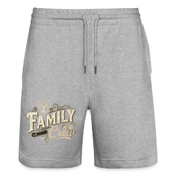 Family Crew Vintage Family Saying - Stanley/Stella Trainer Unisex Organic Jogging Shorts - heather grey - Front - Nik (191cm) & Marisol (170cm)