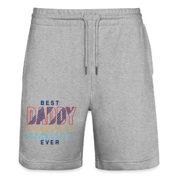 Best Dad Ever Retro Shirt - Stanley/Stella Trainer Unisex Organic Jogging Shorts - heather grey - Front - Nik (191cm) & Marisol (170cm)