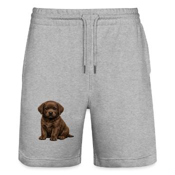 Schokoladen-Labrador-Welpe - Stanley/Stella Unisex Bio Joggingshorts Trainer  - Grau meliert - Vorne - Nik (191cm) & Marisol (170cm)