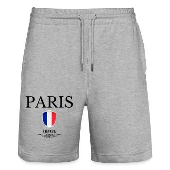 Souvenir Paris, elegant design Paris - Stanley/Stella Trainer Unisex Organic Jogging Shorts - heather grey - Front - Nik (191cm) & Marisol (170cm)