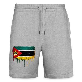 Mozambique Flaggen-Gemälde Tropfen - Stanley/Stella Unisex Bio Joggingshorts Trainer  - Grau meliert - Vorne - Nik (191cm) & Marisol (170cm)