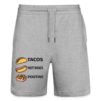Tacos Hot Dogs Poutine - Stanley/Stella Unisex Bio Joggingshorts Trainer  - Grau meliert - Vorne - Nik (191cm) & Marisol (170cm)