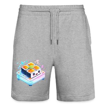 Kawaii Sushi Quartet auf Bento-Box - Stanley/Stella Unisex Bio Joggingshorts Trainer  - Grau meliert - Vorne - Nik (191cm) & Marisol (170cm)