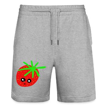 Fraises des Enfants Fraises - Short de jogging bio TRAINER Stanley/Stella unisexe - gris chiné - Devant - Nik (191cm) & Marisol (170cm)