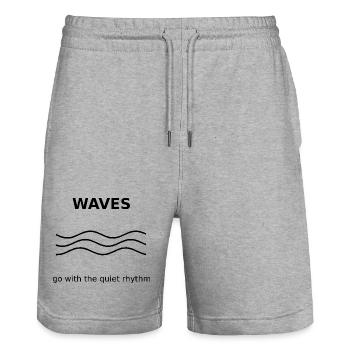 Waves - Stanley/Stella Trainer Unisex Organic Jogging Shorts - heather grey - Front - Nik (191cm) & Marisol (170cm)