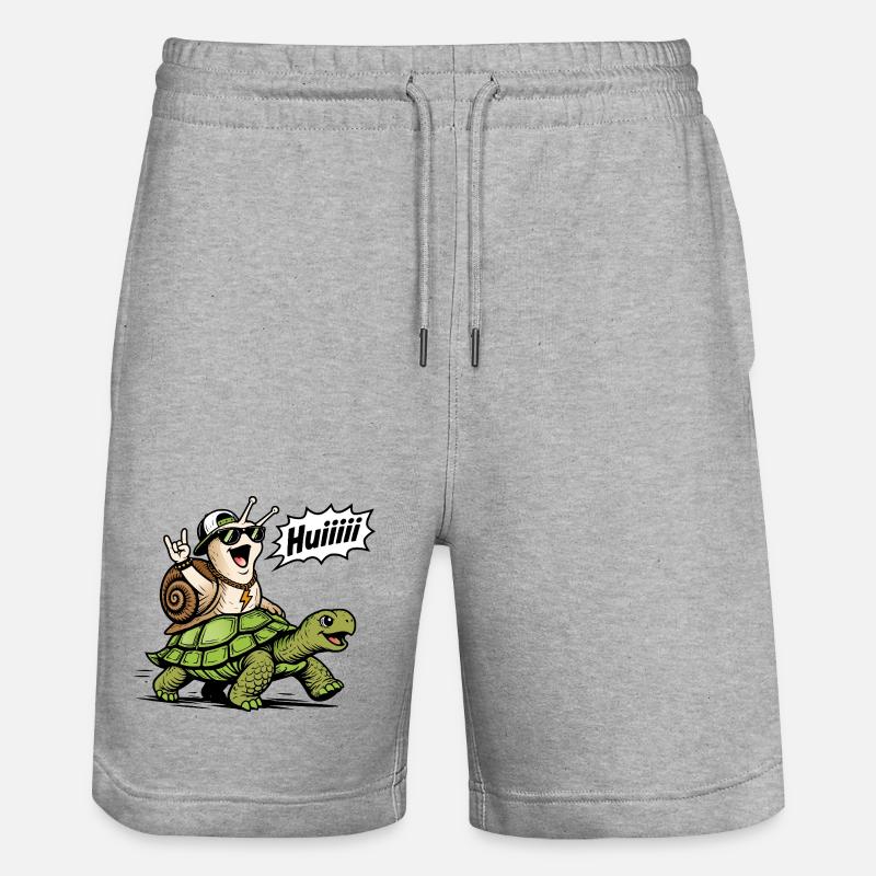 Swift Snail on Turtle - Stanley/Stella Trainer Unisex Organic Jogging Shorts - heather grey