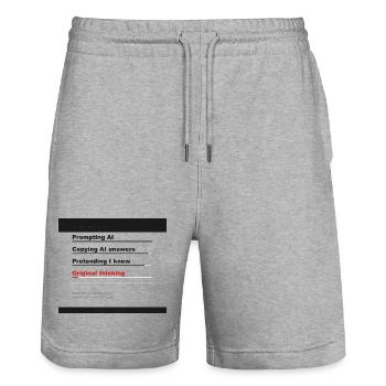 SKILLS: PROMPTING AI 99% - Stanley/Stella Trainer Unisex Organic Jogging Shorts - heather grey - Front - Nik (191cm) & Marisol (170cm)