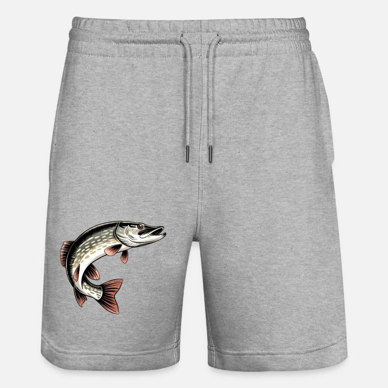Predatory Pike - Stanley/Stella Trainer Unisex Organic Jogging Shorts - heather grey
