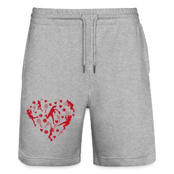 Silhouettes de cœurs de tennis - Short de jogging bio TRAINER Stanley/Stella unisexe - gris chiné - Devant - Nik (191cm) & Marisol (170cm)