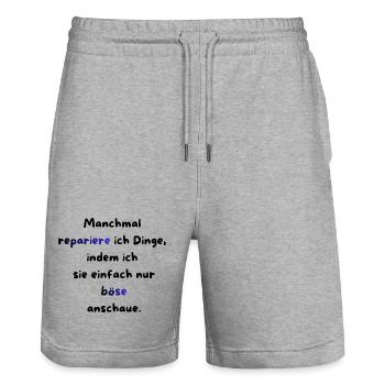 Instandhaltung T-Shirt Lustiges Geschenk Handwerk! - Stanley/Stella Unisex Bio Joggingshorts Trainer  - Grau meliert - Vorne - Nik (191cm) & Marisol (170cm)