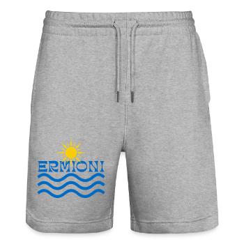 Ermioni Sonne und Wellen - Stanley/Stella Unisex Bio Joggingshorts Trainer  - Grau meliert - Vorne - Nik (191cm) & Marisol (170cm)