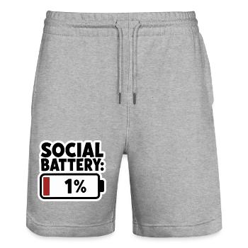  Social Battery 1 Prozent Low Energy Introvert - Stanley/Stella Unisex Bio Joggingshorts Trainer  - Grau meliert - Vorne - Nik (191cm) & Marisol (170cm)