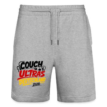 Couch Ultras Deutschland 2026 - Stanley/Stella Unisex Bio Joggingshorts Trainer  - Grau meliert - Vorne - Nik (191cm) & Marisol (170cm)