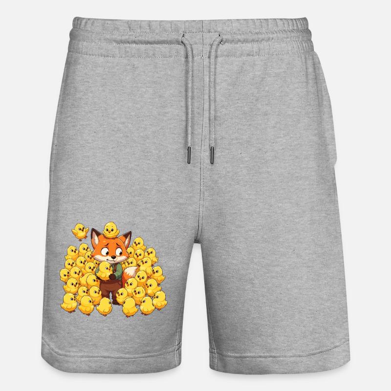Fuchs mit Kükenfreuden - Stanley/Stella Unisex Bio Joggingshorts Trainer - Grau meliert
