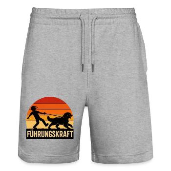 Berner Sennenhund Führungskraft Hundehalter Humor - Stanley/Stella Unisex Bio Joggingshorts Trainer  - Grau meliert - Vorne - Nik (191cm) & Marisol (170cm)