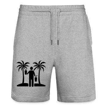 Urlaub Symbol Strand Icon Saufen - Stanley/Stella Unisex Bio Joggingshorts Trainer  - Grau meliert - Vorne - Nik (191cm) & Marisol (170cm)