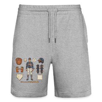 Équipement de joueur de baseball rétro vintage - Short de jogging bio TRAINER Stanley/Stella unisexe - gris chiné - Devant - Nik (191cm) & Marisol (170cm)