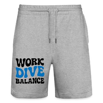 Work Dive Balance Scuba Diving Gift - Stanley/Stella Trainer Unisex Organic Jogging Shorts - heather grey - Front - Nik (191cm) & Marisol (170cm)