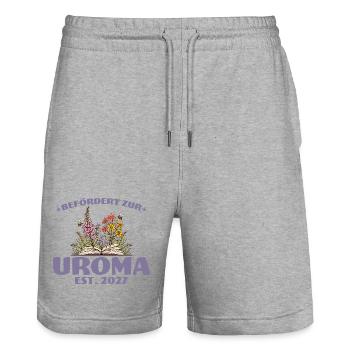 Befördert Zur Uroma 2027 Schwangerschaft Geschenk - Stanley/Stella Unisex Bio Joggingshorts Trainer  - Grau meliert - Vorne - Nik (191cm) & Marisol (170cm)
