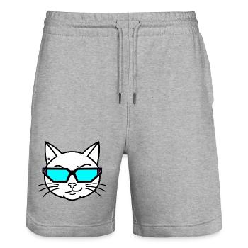 Lunettes néon tête de chat - Short de jogging bio TRAINER Stanley/Stella unisexe - gris chiné - Devant - Nik (191cm) & Marisol (170cm)