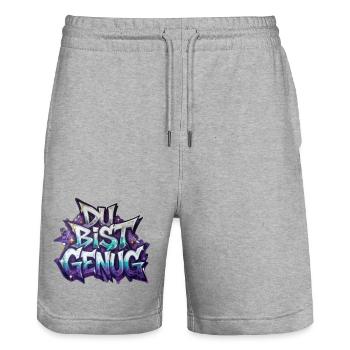 Vous êtes assez - Short de jogging bio TRAINER Stanley/Stella unisexe - gris chiné - Devant - Nik (191cm) & Marisol (170cm)
