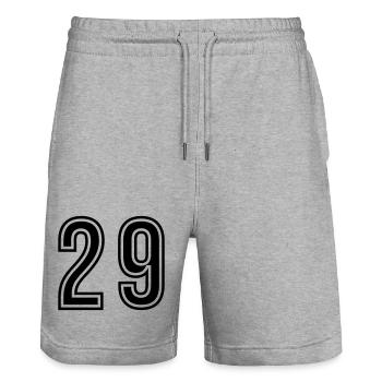 29 Number Symbol - Stanley/Stella Trainer Unisex Organic Jogging Shorts - heather grey - Front - Nik (191cm) & Marisol (170cm)