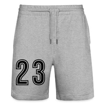 Symbole du chiffre 23 - Short de jogging bio TRAINER Stanley/Stella unisexe - gris chiné - Devant - Nik (191cm) & Marisol (170cm)