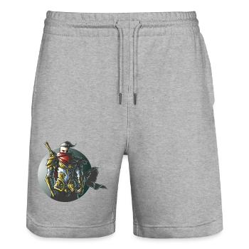 Warrior Ninja Samurai Gaming Design - Stanley/Stella Trainer Unisex Organic Jogging Shorts - heather grey - Front - Nik (191cm) & Marisol (170cm)