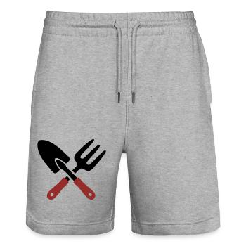 Garden Tool Shovel Icon - Stanley/Stella Trainer Unisex Organic Jogging Shorts - heather grey - Front - Nik (191cm) & Marisol (170cm)