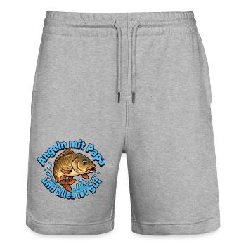 Angeln mit Papa – Alles ist Gut - Stanley/Stella Unisex Bio Joggingshorts Trainer  - Grau meliert - Vorne - Nik (191cm) & Marisol (170cm)