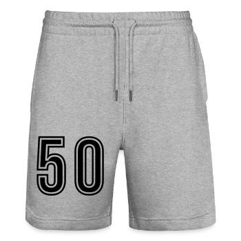 Symbole de 50 chiffres - Short de jogging bio TRAINER Stanley/Stella unisexe - gris chiné - Devant - Nik (191cm) & Marisol (170cm)