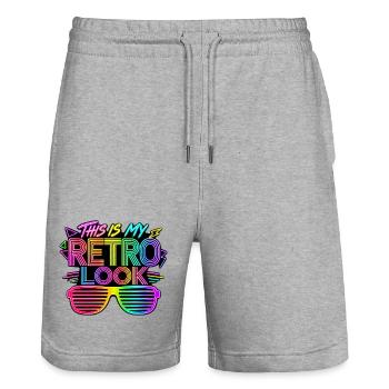 This Is My 80's Costume 80s - Stanley/Stella Trainer Unisex Organic Jogging Shorts - heather grey - Front - Nik (191cm) & Marisol (170cm)