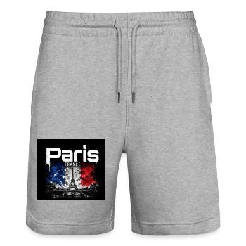 Paris France - Eiffel Splash - Stanley/Stella Unisex Bio Joggingshorts Trainer  - Grau meliert - Vorne - Nik (191cm) & Marisol (170cm)