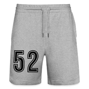 52 Number Symbol - Stanley/Stella Trainer Unisex Organic Jogging Shorts - heather grey - Front - Nik (191cm) & Marisol (170cm)